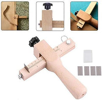 Leather Strap Cutter, Adjustable Wood Handle Tool with 5 Blades for Leather Wood Strips Professional DIY Craft Cutting Tool