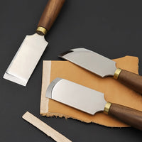 1pc Leather Cutting Tool, Type Straight Edge/Beveled Edge/Rounded Edge, Comfortable Grip Durable Wooden Handle, Precision Trimming and Thinning Tools for DIY Leather Cutting, Trimming Shoveling and Chipping Project