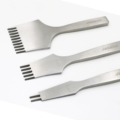 Polished Leather Hole Punch Tool 3.85mm Pricking Iron Set French Style Angled Chisel Hole Punches for Leather Craft Sewing Lacing Stitching Perforate (French Chisel 3.85mm)
