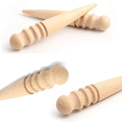 DraCra 4 Pack Leather Burnisher Leather Edge Slicker Wood Stick Smooth Grooves for Leatherwork Craft Burnishing Polishing Slicking Grinding Sanding Finishing Shaping Hand Making Tools