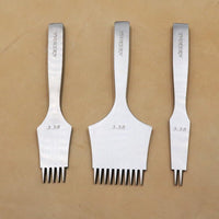 Polished Leather Hole Punch Tool 3.85mm Pricking Iron Set French Style Angled Chisel Hole Punches for Leather Craft Sewing Lacing Stitching Perforate (French Chisel 3.85mm)