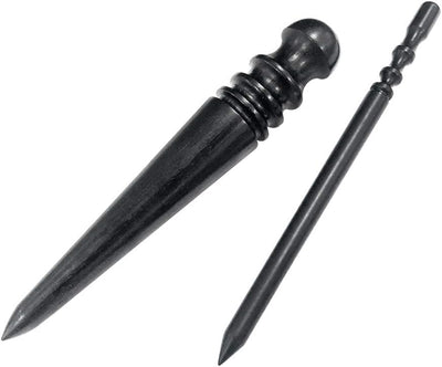 Professional 2Pcs.Leather Edge Burnisher Ebony Wood Edge Slicker Leather Craft Tool Polished Grinding Tool,Round Head Leather edge burnish working tool，Leather Tool