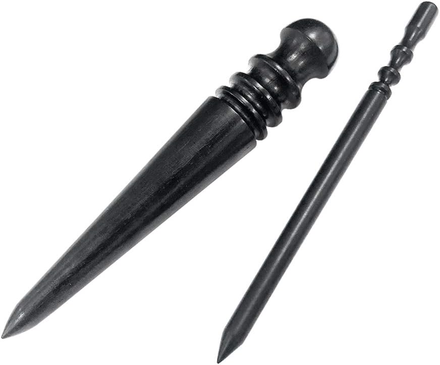 Professional 2Pcs.Leather Edge Burnisher Ebony Wood Edge Slicker Leather Craft Tool Polished Grinding Tool,Round Head Leather edge burnish working tool，Leather Tool