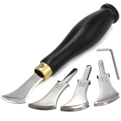 SiiRo 4pcs/Set Leather Edge Creaser, 1.0mm,1.5mm,2.0mm,2.5mm Stainless Steel Leather Edge Tool for Leather Working, Leather Edge Crafting Tool with Wood Handle