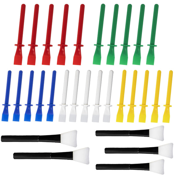 30 Pcs Silicone Glue Brush and Plastic Spreader Set, Colored Plastic Glue Applicators for Woodworking Crafts, DIY Projects, Timber, Paper and Handicrafts, Durable and Easy-to-Clean