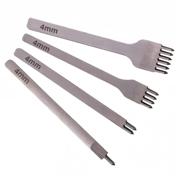 Leather Craft Kits Pricking Irons，Profession Diamond Lacing Stitching Chisel Set 4mm（1/2/4/6 Prong） DIY Home or Craft Projects，3/4/5/6mm Options, nophike Tools (4 MM)