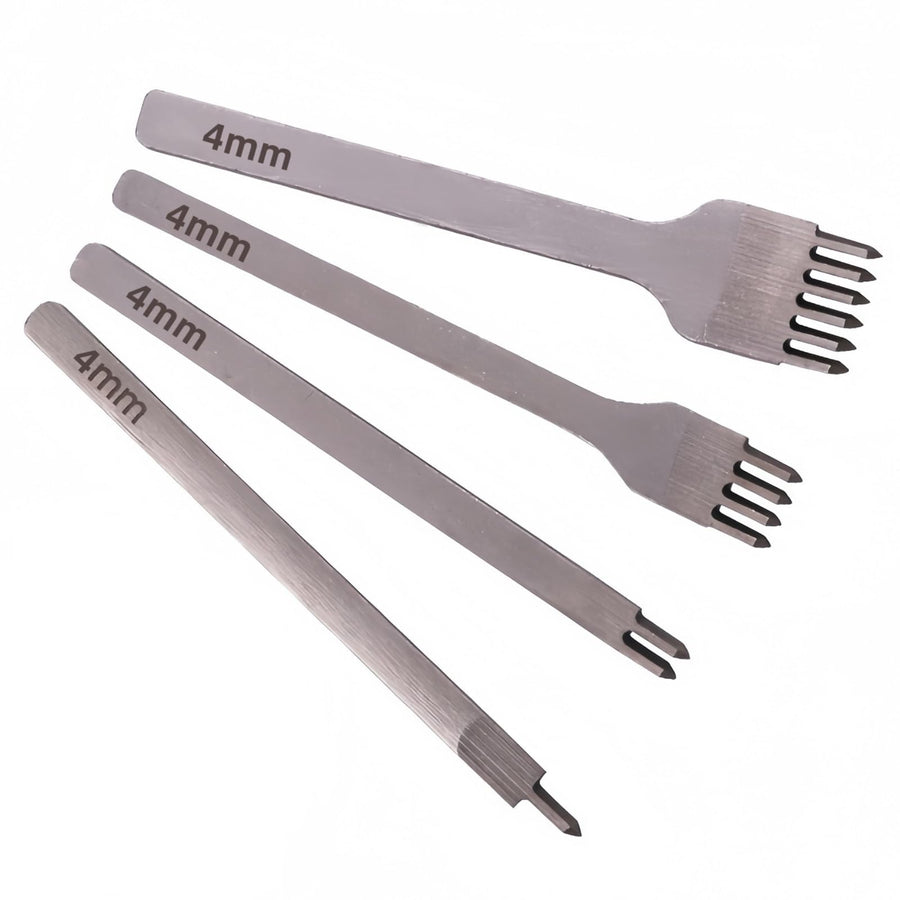 Leather Craft Kits Pricking Irons，Profession Diamond Lacing Stitching Chisel Set 4mm（1/2/4/6 Prong） DIY Home or Craft Projects，3/4/5/6mm Options, nophike Tools (4 MM)