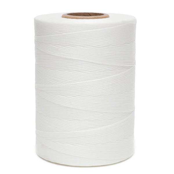 EXKALAFUL Waxed Thread,852Yds 150D 0.8mm Flat Polyester Wax Thread for Hand Sewing Leather Craft DIY Projects Shoes Repair Book Binding(White)