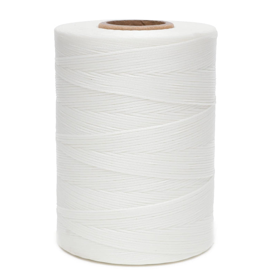 EXKALAFUL Waxed Thread,852Yds 150D 0.8mm Flat Polyester Wax Thread for Hand Sewing Leather Craft DIY Projects Shoes Repair Book Binding(White)