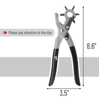 Leather Hole Punch Tool, 6 Different Hole Sizes (5/64", 3/32", 7/64", 1/8", 5/32", 3/16"), Durable Hole Punch for Watch Bands, Straps, Dog Collars, Saddles, Shoes, Fabric, DIY Craft Projects