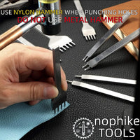 Leather Craft Kits Pricking Irons，Profession Diamond Lacing Stitching Chisel Set 4mm（1/2/4/6 Prong） DIY Home or Craft Projects，3/4/5/6mm Options, nophike Tools (4 MM)
