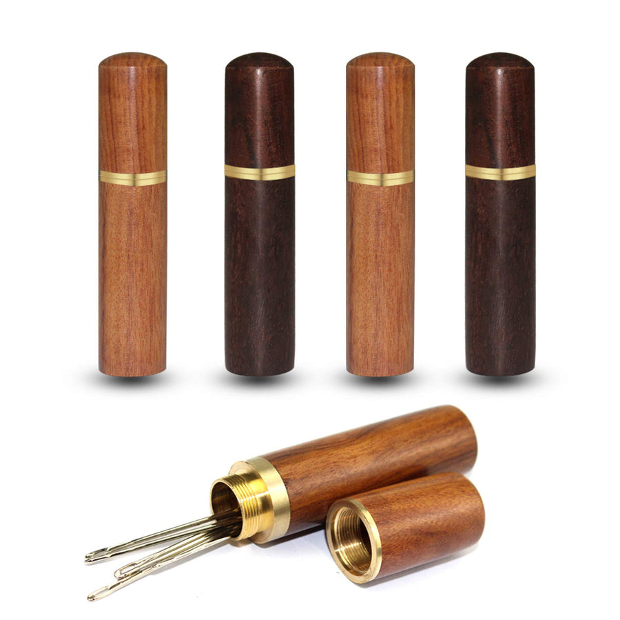4 Pieces Sewing Needles Holder Sewing Storage Case Wooden Needle Storage Case Box for Sewing Supplies Storage