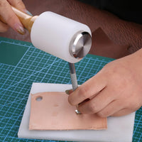 Leather Carving Hammer DIY Leathercraft Wooden Mallet Nylon Wood Handle Hammer Leather Carving Mallet Craft Tool for DIY Stamping Sew Leather Cowhide Tool (White)