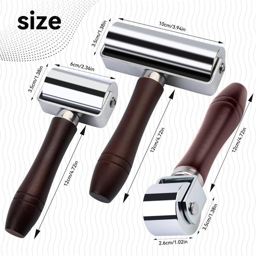 Leather Roller Tool, Leather Press Edge Roller with Wooden Handle, Edge Creaser for Leathered Craft (Black)
