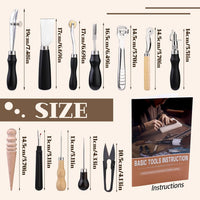 Leather Tooling Kit, Practical Leather Working Tools with Beveler, Groover, Stitching Punch Sewing Thread and Needles - Comes with Roll Bag and Manual
