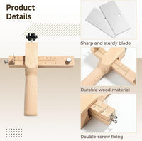 Leather Strap Cutter, Adjustable Wood Handle Tool with 5 Blades for Leather Wood Strips Professional DIY Craft Cutting Tool