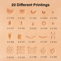 Leather Stamping Tools, Leather Stamping Kit 20Pcs Patterns Stamp Punch Set for Leather Working Leather Craft Stamp Handmade Art Tools