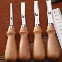 Leather Edge Skiving Beveler Tool Set 4mm ,8mm  Leather Edge Trimmer with Wooden Handle Leather Skiver for DIY Crafts Projects Leather Thinning Crafting Cutting Tools