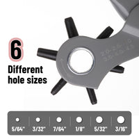 Leather Hole Punch Tool, 6 Different Hole Sizes (5/64", 3/32", 7/64", 1/8", 5/32", 3/16"), Durable Hole Punch for Watch Bands, Straps, Dog Collars, Saddles, Shoes, Fabric, DIY Craft Projects