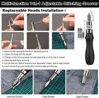 Leather Working Tools Leather Craft Tools for Carving Stamping Sewing Punching Cutting with Custom Storage Bag Professional Tooling Kit for Crafting, Repair & DIY Projects