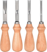 Leather Edge Skiving Beveler Tool Set 4mm ,8mm  Leather Edge Trimmer with Wooden Handle Leather Skiver for DIY Crafts Projects Leather Thinning Crafting Cutting Tools