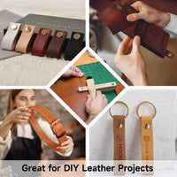 Leather Strap Cutter, Adjustable Wood Handle Tool with 5 Blades for Leather Wood Strips Professional DIY Craft Cutting Tool