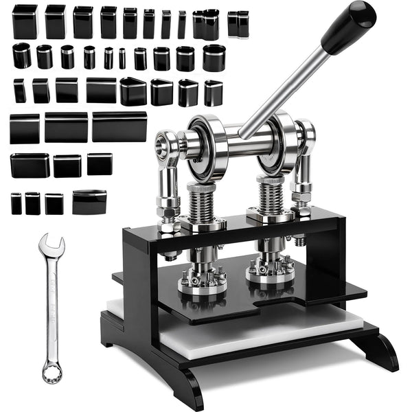 Leather Cutting Machine 1.5 Ton,20 * 20cm Leather Hand Press Dual Guide Shafts Die Cut Machine with 39 pcs Hole Punch Tool Set for Leathercraft,DIY & Various Materials Die Cutting