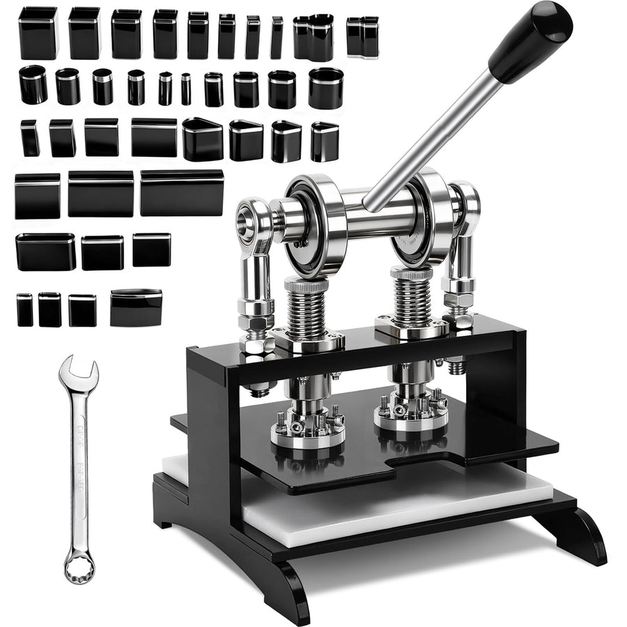 Leather Cutting Machine 1.5 Ton,20 * 20cm Leather Hand Press Dual Guide Shafts Die Cut Machine with 39 pcs Hole Punch Tool Set for Leathercraft,DIY & Various Materials Die Cutting