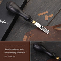 Leather Edge Beveler Tool, French Skiver, Wide Mouth Leather Edge Bevelers Skiving 8mm, Leather Edge Trimmer Crafting Tools with Wooden Handle for DIY Leather Craft