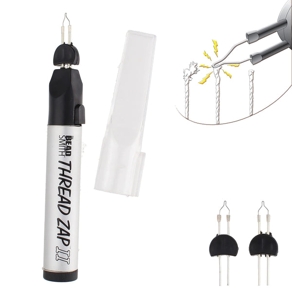 The Beadsmith Thread Zap - 5.25” Thread Burner - Plus 2 Pack Replacement Tips Included - Trim, Burn and Melt Thread with one Touch, Ideal for Finishing Bead Weaving and stringing Projects