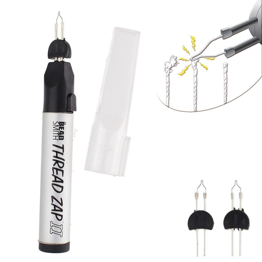 The Beadsmith Thread Zap - 5.25” Thread Burner - Plus 2 Pack Replacement Tips Included - Trim, Burn and Melt Thread with one Touch, Ideal for Finishing Bead Weaving and stringing Projects