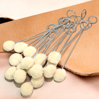 6pcs Pack Wool Daubers Ball Brush Leather Dye Tool with Metal Handle for Dying, Staining, DIY Crafts, Shoe Shine Polish