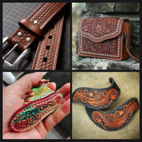 Leather Stamping Tools, Leather Stamping Kit 20Pcs Patterns Stamp Punch Set for Leather Working Leather Craft Stamp Handmade Art Tools