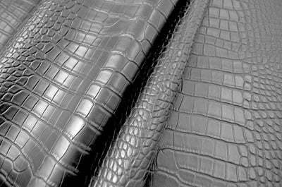 Wento Alligator Skin PU Leather Fabric Faux Leather Fabric Black Crocodile Fabric Leather Upholstery Fabric by The Yard (1yard,Black)