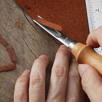 Leather Edge Skiving Beveler Tool Set 4mm ,8mm  Leather Edge Trimmer with Wooden Handle Leather Skiver for DIY Crafts Projects Leather Thinning Crafting Cutting Tools