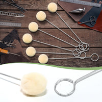 6pcs Pack Wool Daubers Ball Brush Leather Dye Tool with Metal Handle for Dying, Staining, DIY Crafts, Shoe Shine Polish