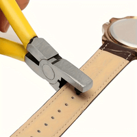 Leather Hole Punch Tool with Ergonomic Yellow Handle - Ideal for Belts, Watch Straps, Dog Collars & DIY Crafts - Durable Metal Jaw for Precision Punching