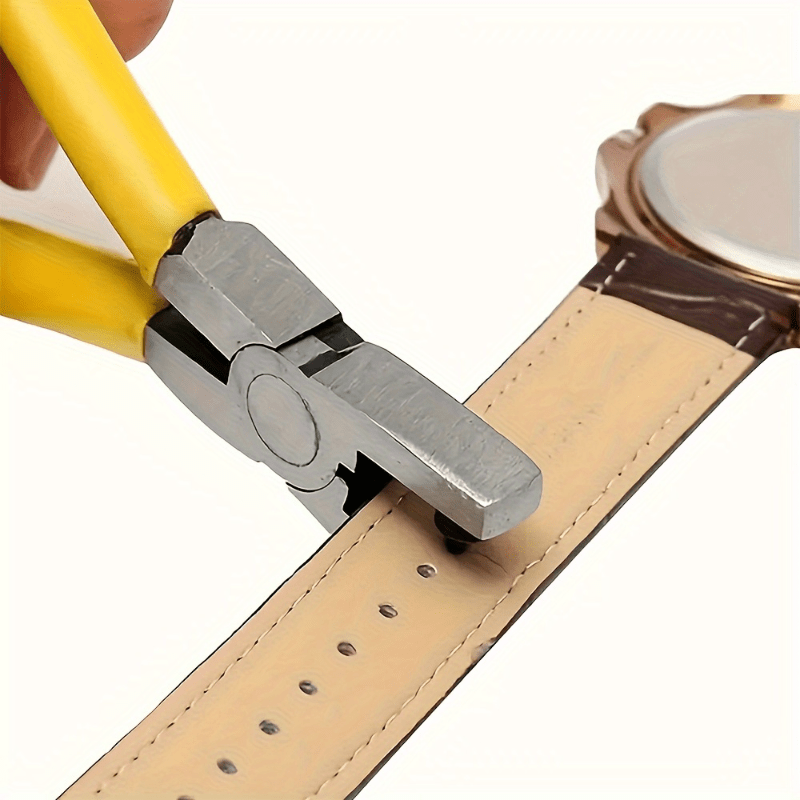 Leather Hole Punch Tool with Ergonomic Yellow Handle - Ideal for Belts, Watch Straps, Dog Collars & DIY Crafts - Durable Metal Jaw for Precision Punching